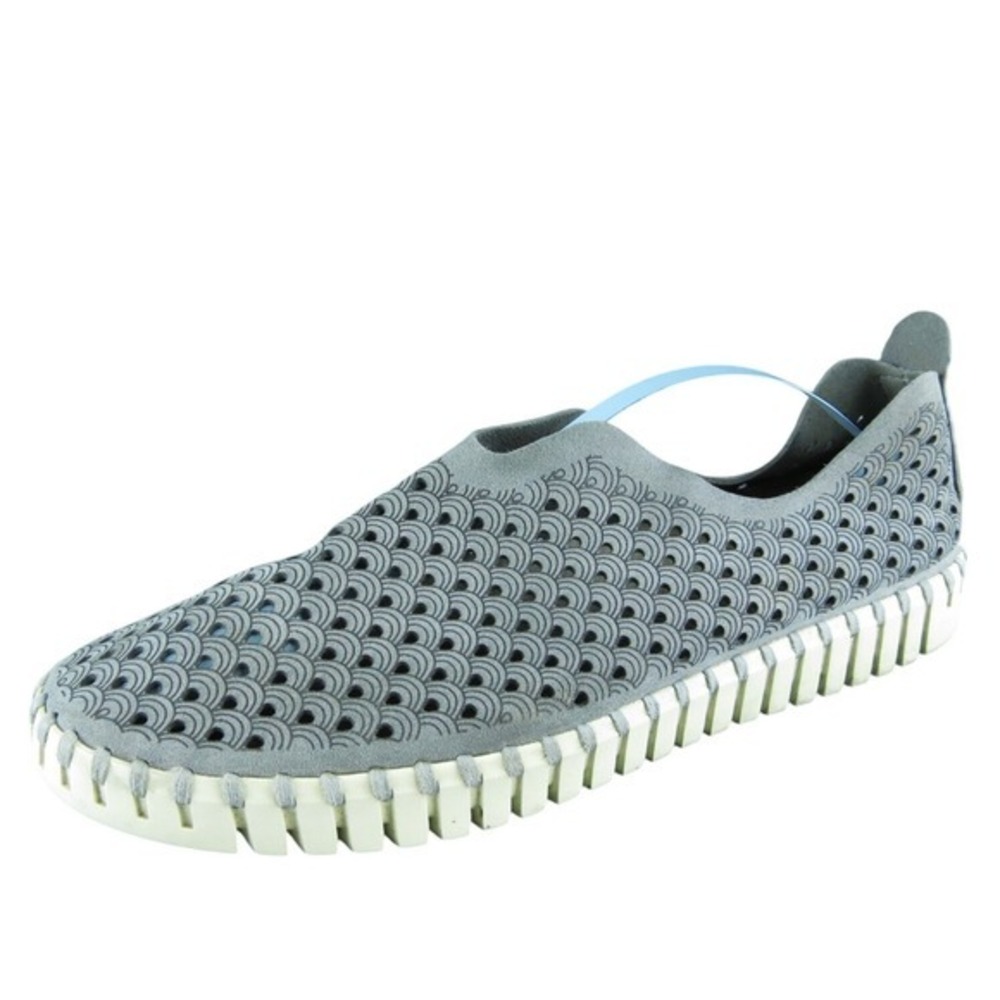 Ilse Jacobsen Hornbaek Tulip Women Flat Shoes Size 42 Medium Gray Fabric Slip On
